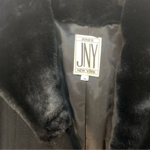 Jones New York Longline Wool Winter Dress Coat with  Faux Fur Collar, Size 10 - Picture 4 of 8